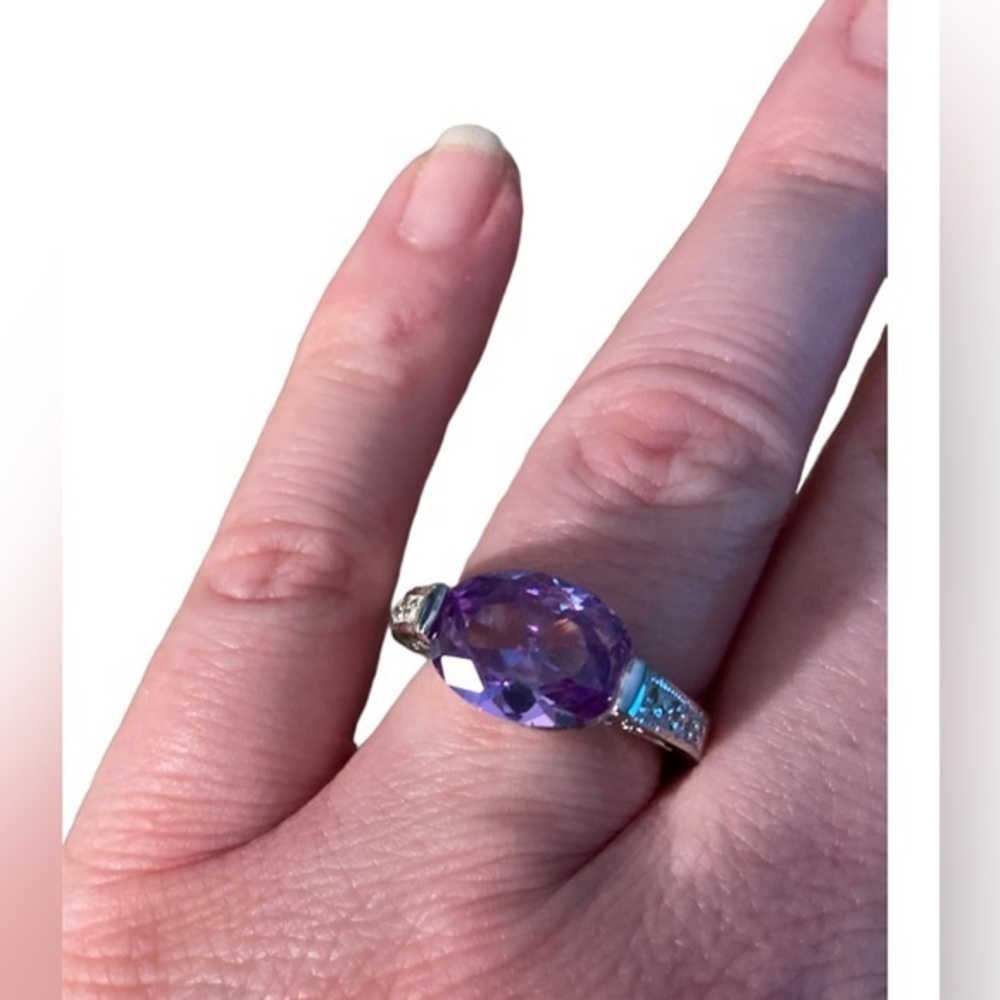 Amethyst Silver Ring Size 9.5